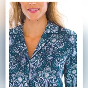 Soma Paisley Pajama Top Large NWT Womens Button Up Sleep Shirt Soft Stretch